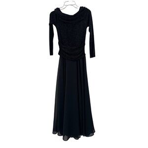 Scott McClintock Black Gown Size 8 Sparkle Details & Long Chiffon Skirt